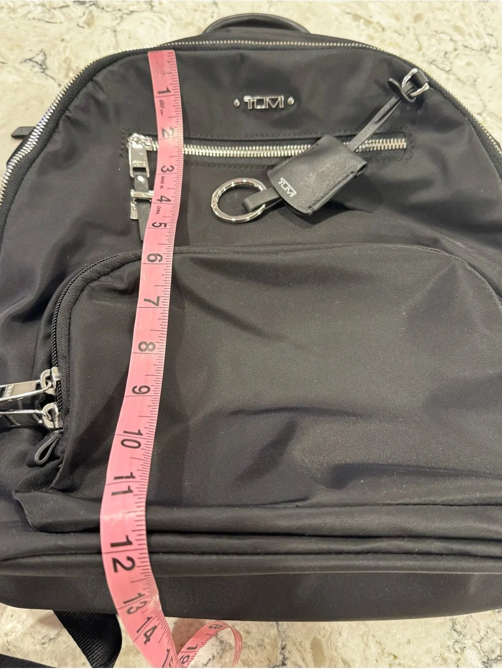 TUMI Backpack Black Nylon w/Silver Trim EUC